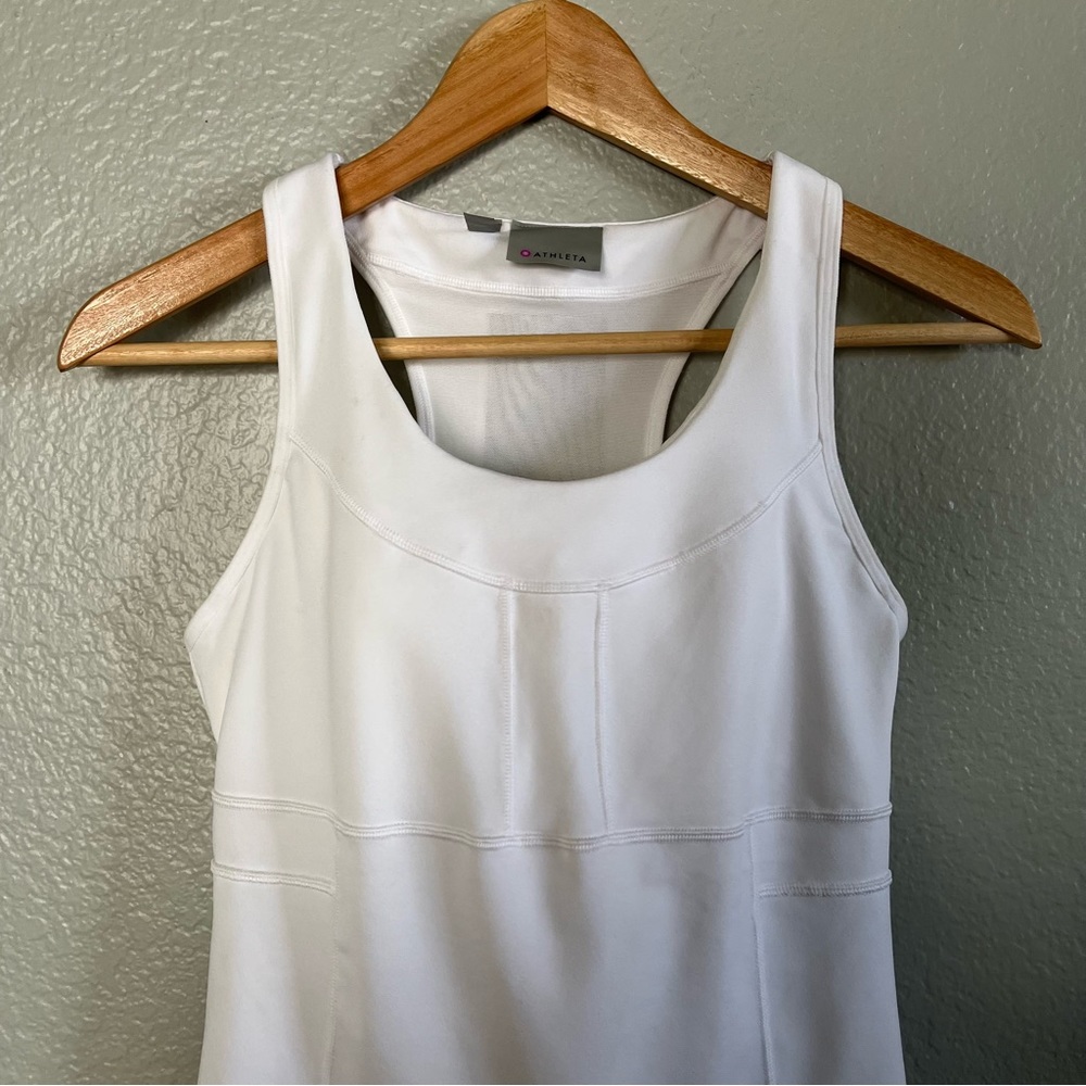 Athleta Workout Top Medium Fuchsia White Tank Racerback Built In Wireless Bra